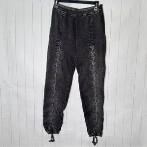 TRAC Black Denim Lace Up Jeans Streetwear Punk Grunge Skater Indie Sleaze Large